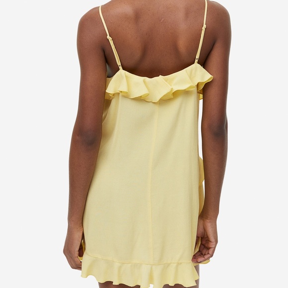 H&M Yellow Flounce Detail Ruffle Mini Dress - Picture 3 of 7